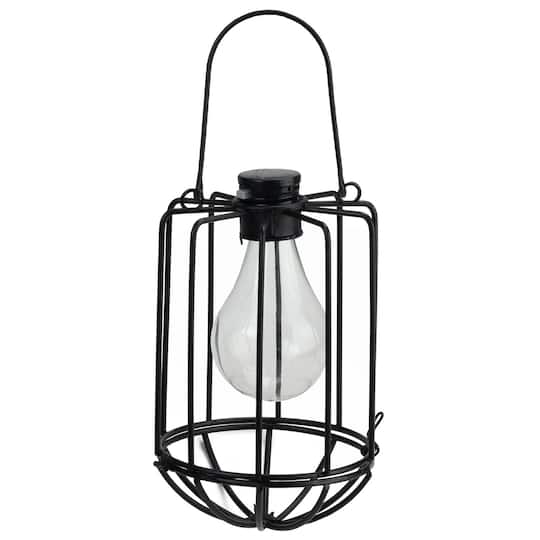 6.75" Black Cylindrical Solar Powered LED Patio Lantern
